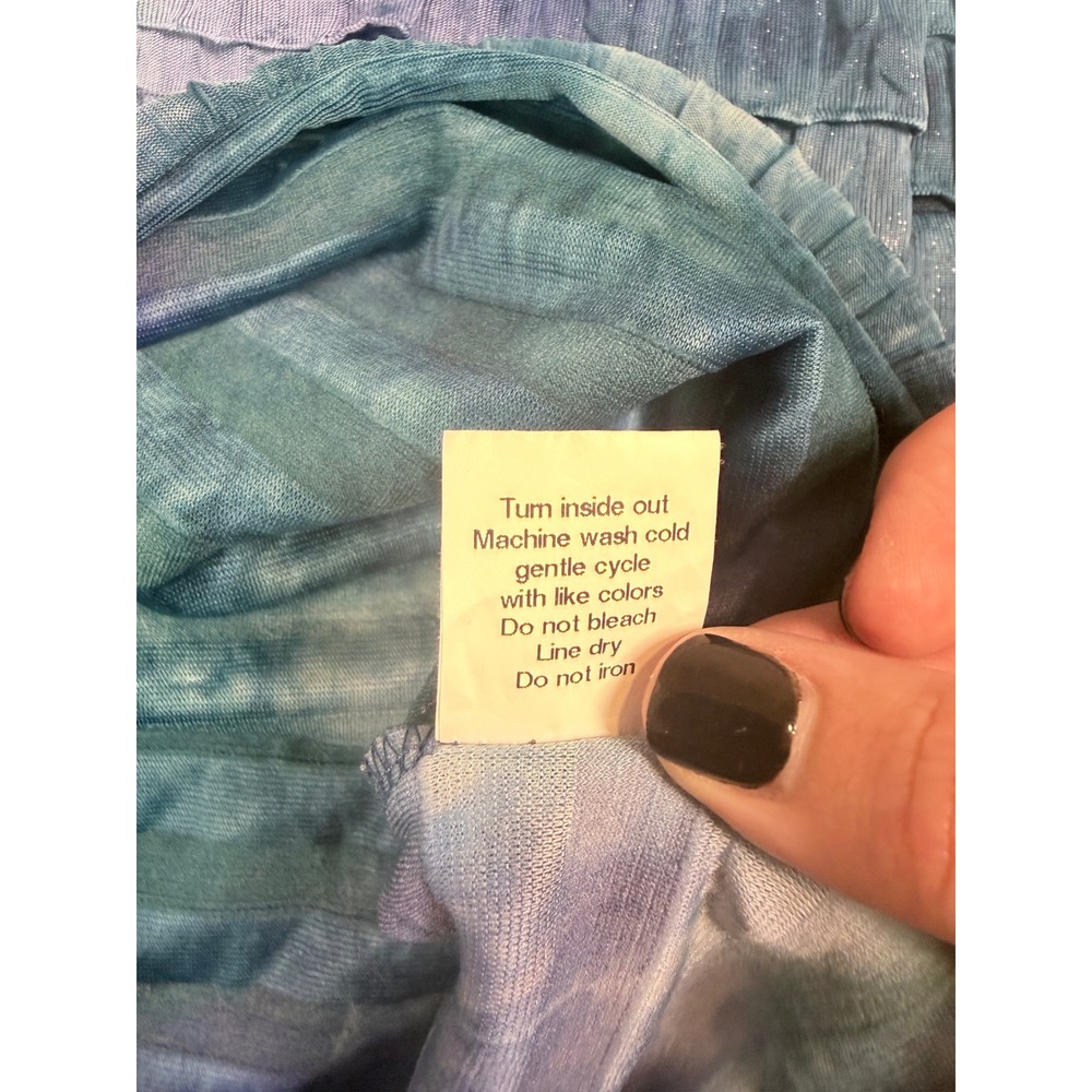 NY Collection Womens Blue Purple Tie Dye Ruffle Tiered Tank Top Shimmer M - Picture 7 of 10